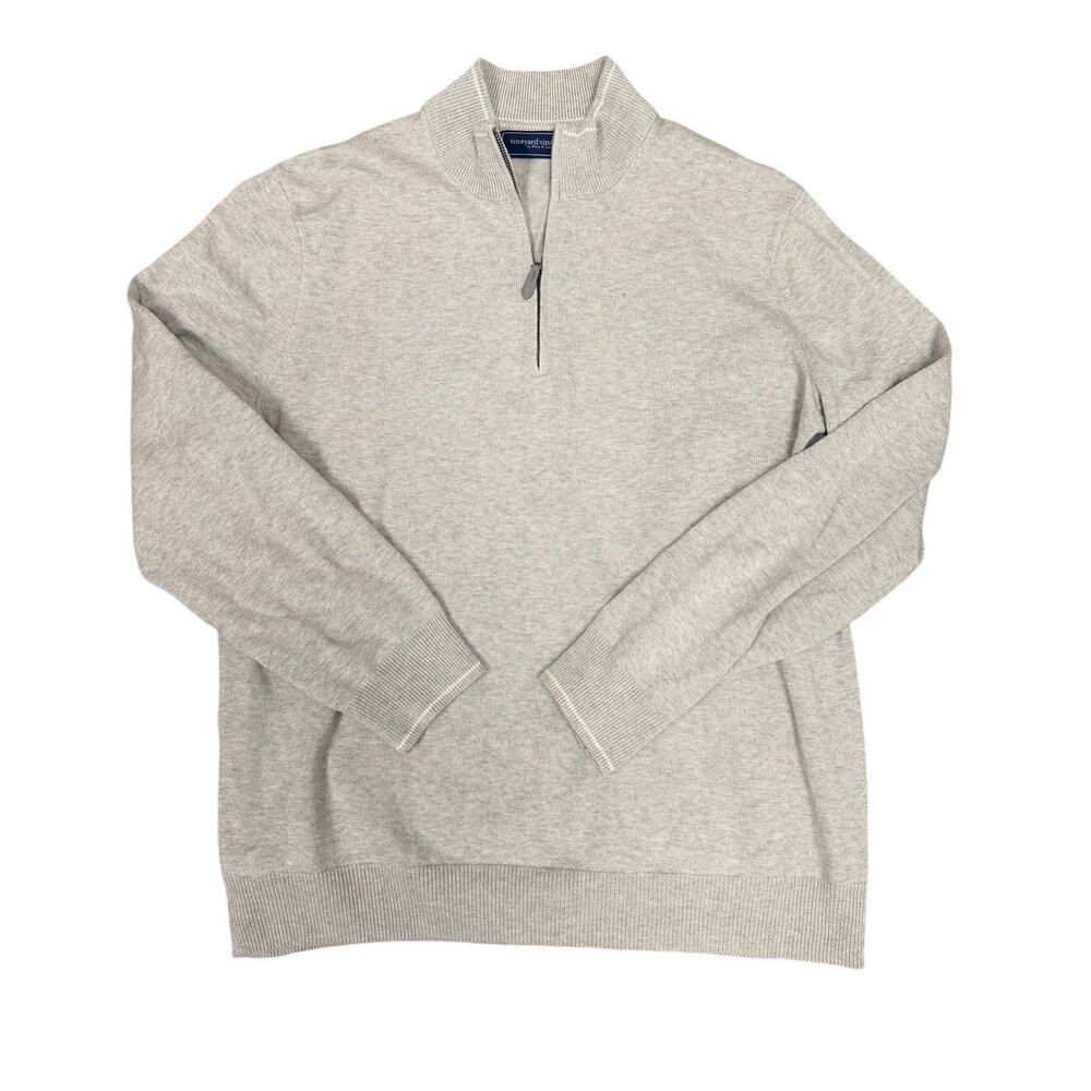 Vinyard Vines Wool Blend Quarter Zip Sweater - Gray - Size XL